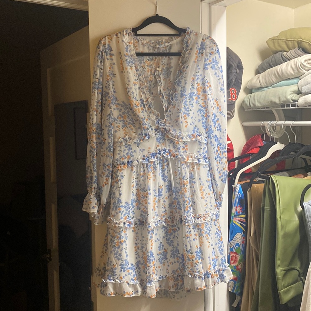 Multicolor long sleeved summer dress